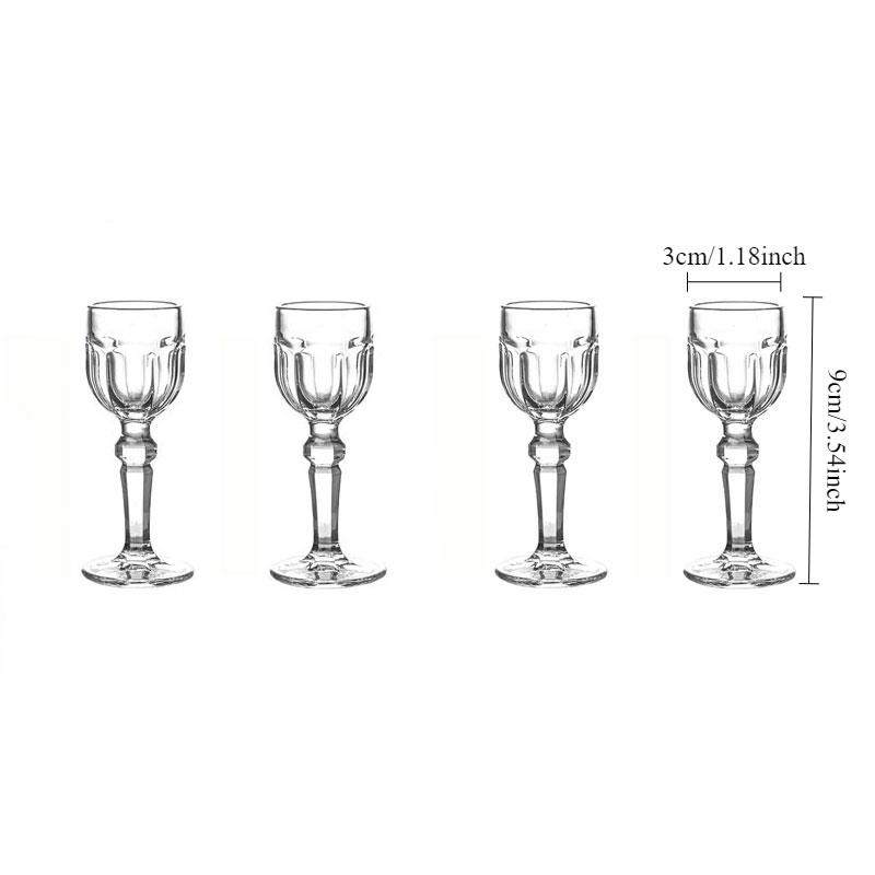 4pcs Transparent Spirits Cup Shot Glass Cocktail Glass Exquisite Drinking Glasses Wine Goblet Small Wine Glass Whiskey Glasses 15ml