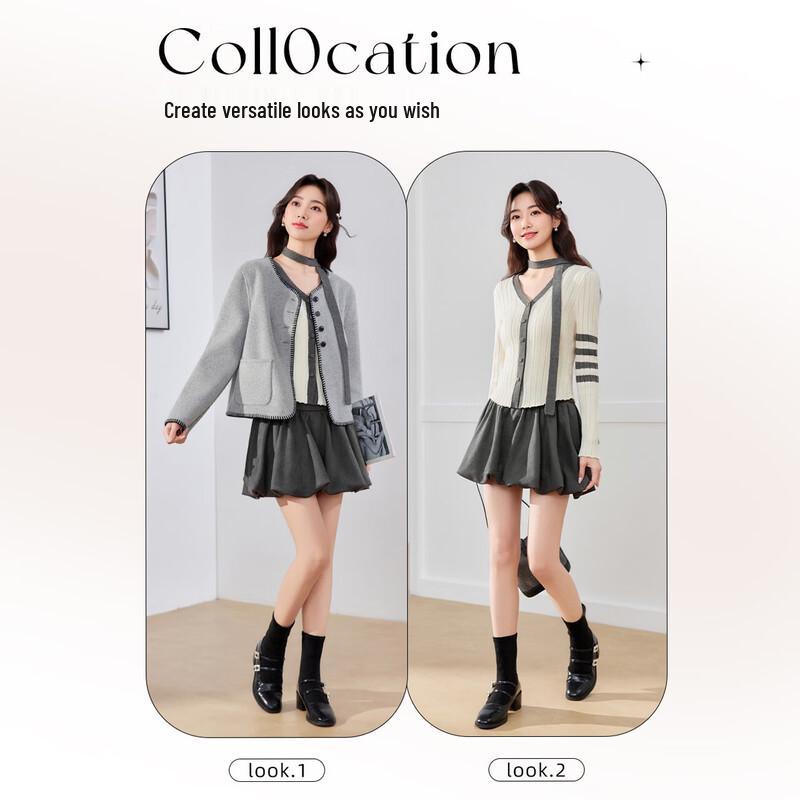 IEF Gentle Temperament Knit Two-Piece Skirt Set