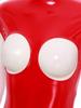 Womens Glossy Patent Leather Bodysuit Mock Neck Sleeveless Hollow Cup Open Crotch Leotard Garter Clips