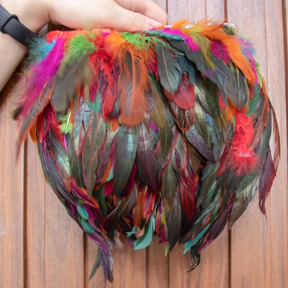 1Meter Colored Rooster Feathers Trims 15-20cm Natural Chicken Feathers Carnival Cosplay Clothing Dress Sewing Plume Decoration