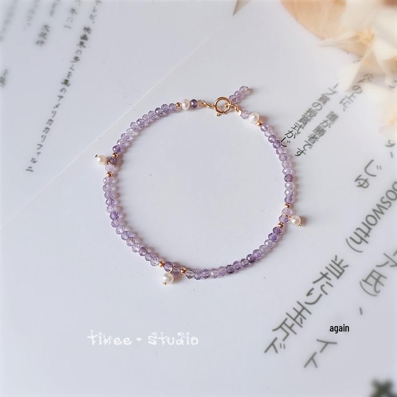 

Dreamy Amethyst & Pearl Bracelet Anklet - Delicate Purple Jewelry for Women & Besties