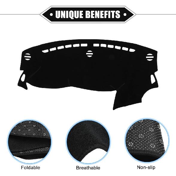 Dashboard Cover Compatible for Dodge Dart 2013-2016, Nonslip Polyester Black Dash Cover Mat Dash Board Protector Cover