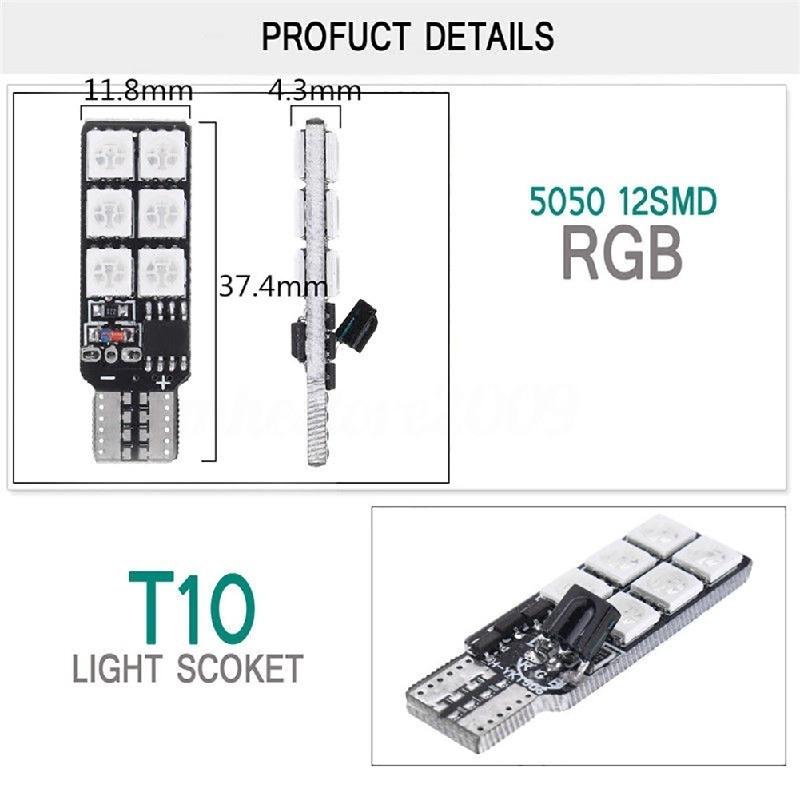 T10 12 SMD 5050 RGB LED Auto Keil Seitenlicht Leselampe Glühbirne Fernbedienung