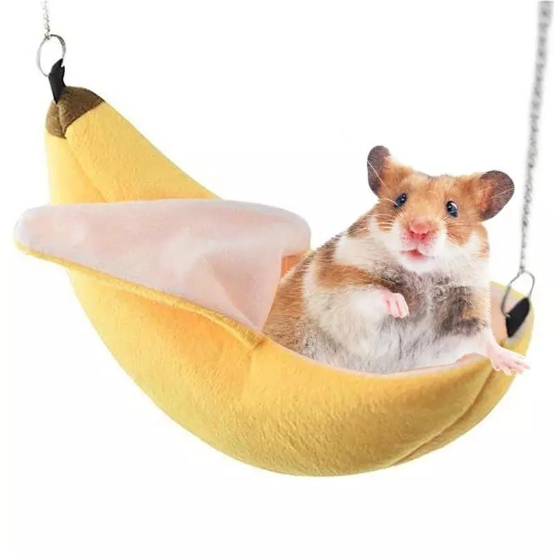 Djurdesign Husdjur Banan Hamster Råtta Hängmatta Bur Hus Bo Hamster Varmt Hus Litet Husdjur Hängmatta