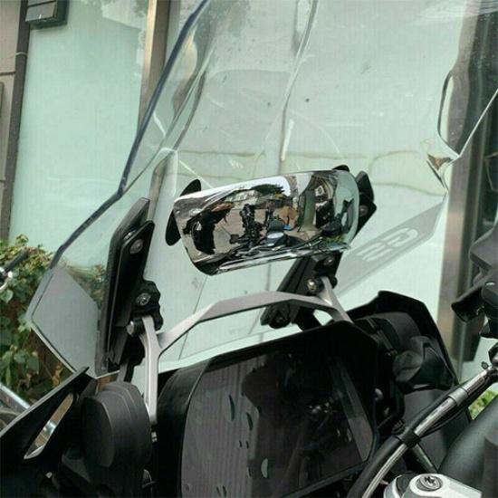 Silver Motorcycle Rearview Mirror 180 Degree Wide Angle Adjustable Wind Screen
