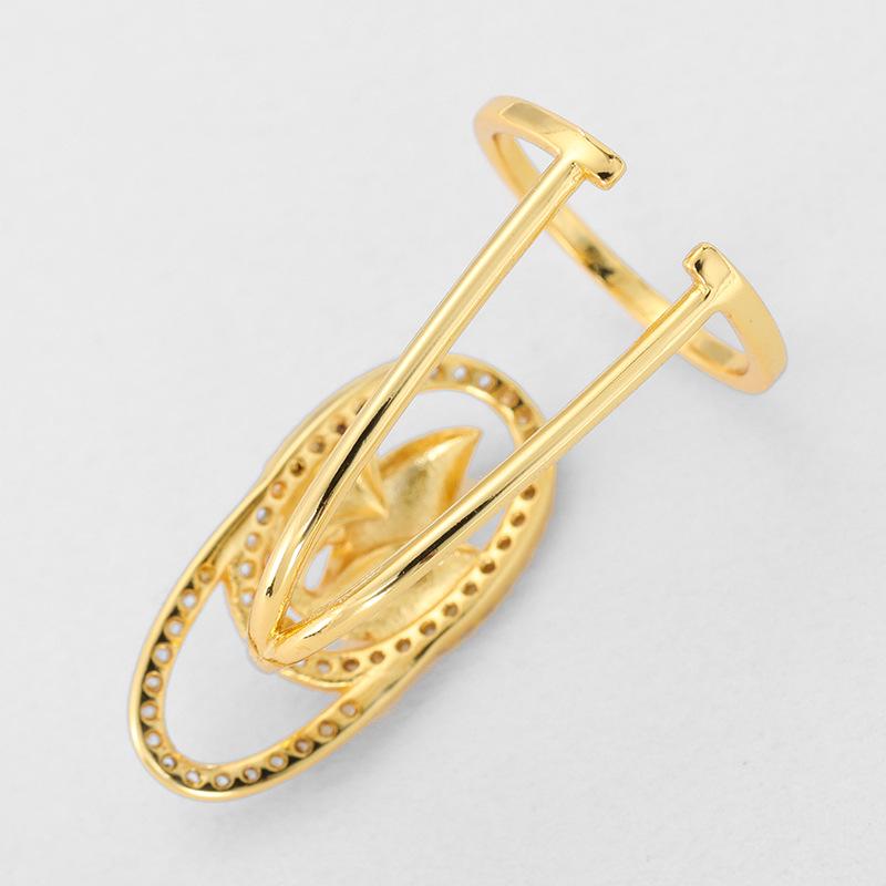 Kenjie Verkupferter, vergoldeter und Zirkonia-eingelegter verstellbarer Nagelring für Damen – europäischer und amerikanischer Stil