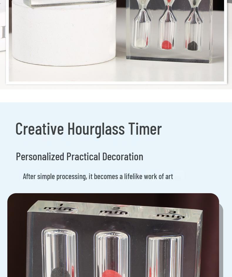 Set of Transparent Acrylic Hourglass Timers (1-5 Minutes) - Creative Home Decor & Student Gift