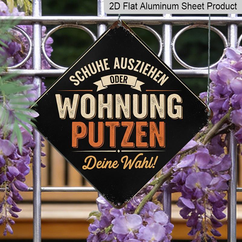 

2D Flat - 1pc Vintage Cleaning Themed Aluminum Sign, Funny German Slogan Wall Art, Rustic Aluminum Plaque, Suitable for Entryway, Living Room, Home 20*20cm