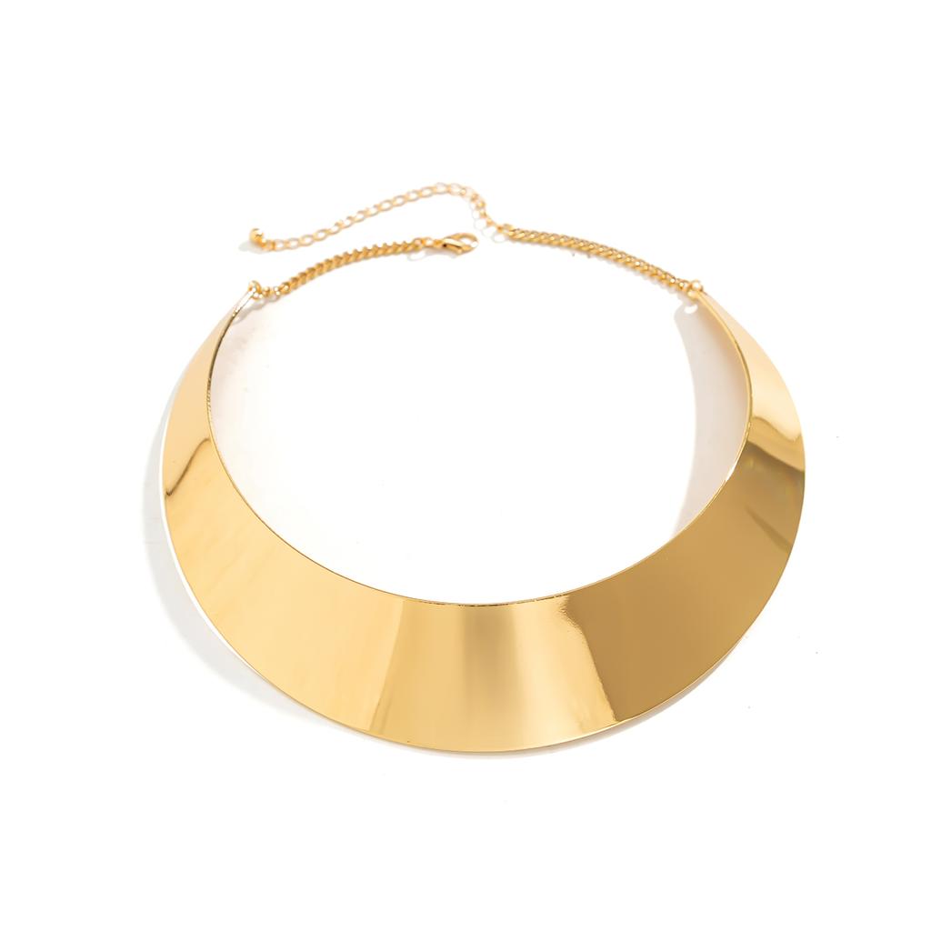 Punk Vintage Goldfarbe Metall Torques Choker Halskette für Frauen Übertriebene Breite Kragen Halskette Steampunk Schmuck Zubehör