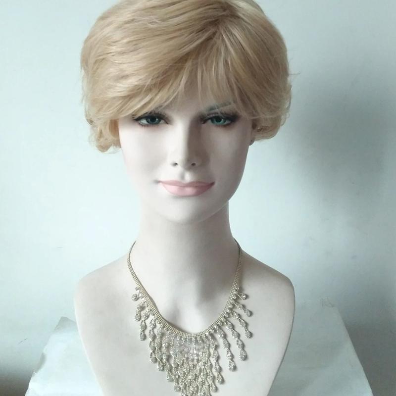 Women's Synthetic Hair Golden Short Curly Hair Headband Wig