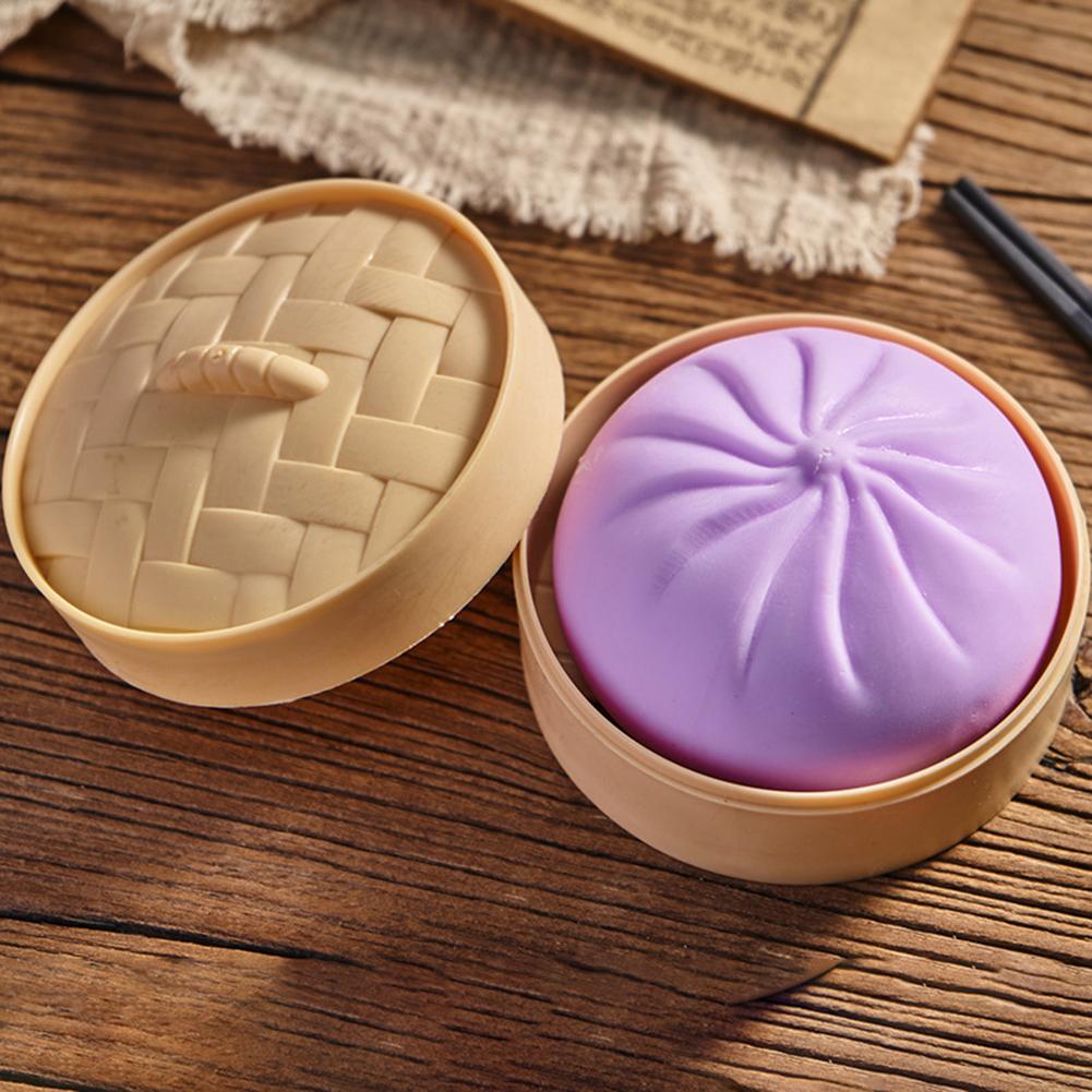 Squishes Bao Bun Squeeze Toy Simulation Food Squishies Bun Steamer Squishy Stress Ball Sensory Squeeze Toy For Anxiety Relief