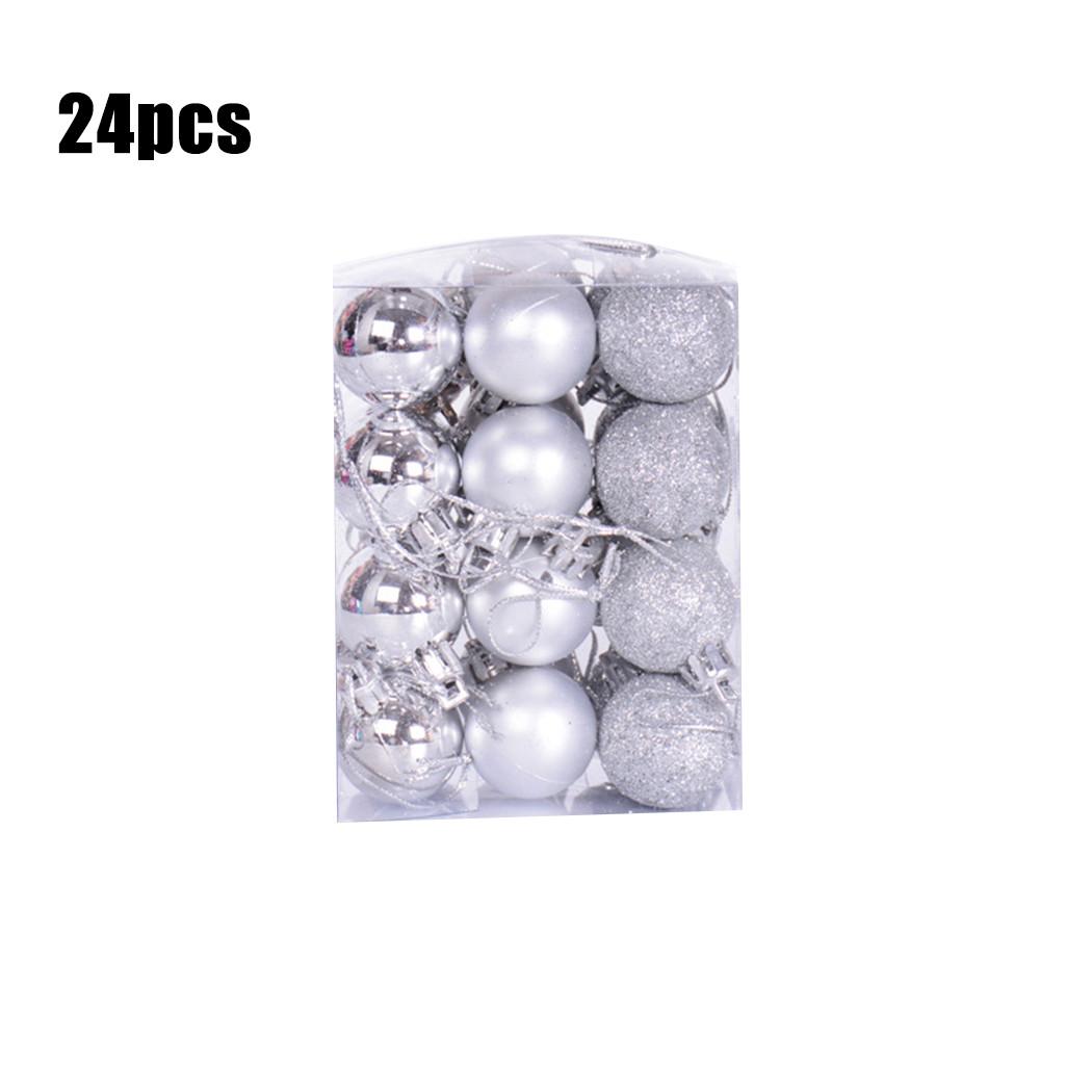 

Красивий і Святковий Набір Ялинкових Прикрас з 24 Підвісних Різдвяних Куль срібний