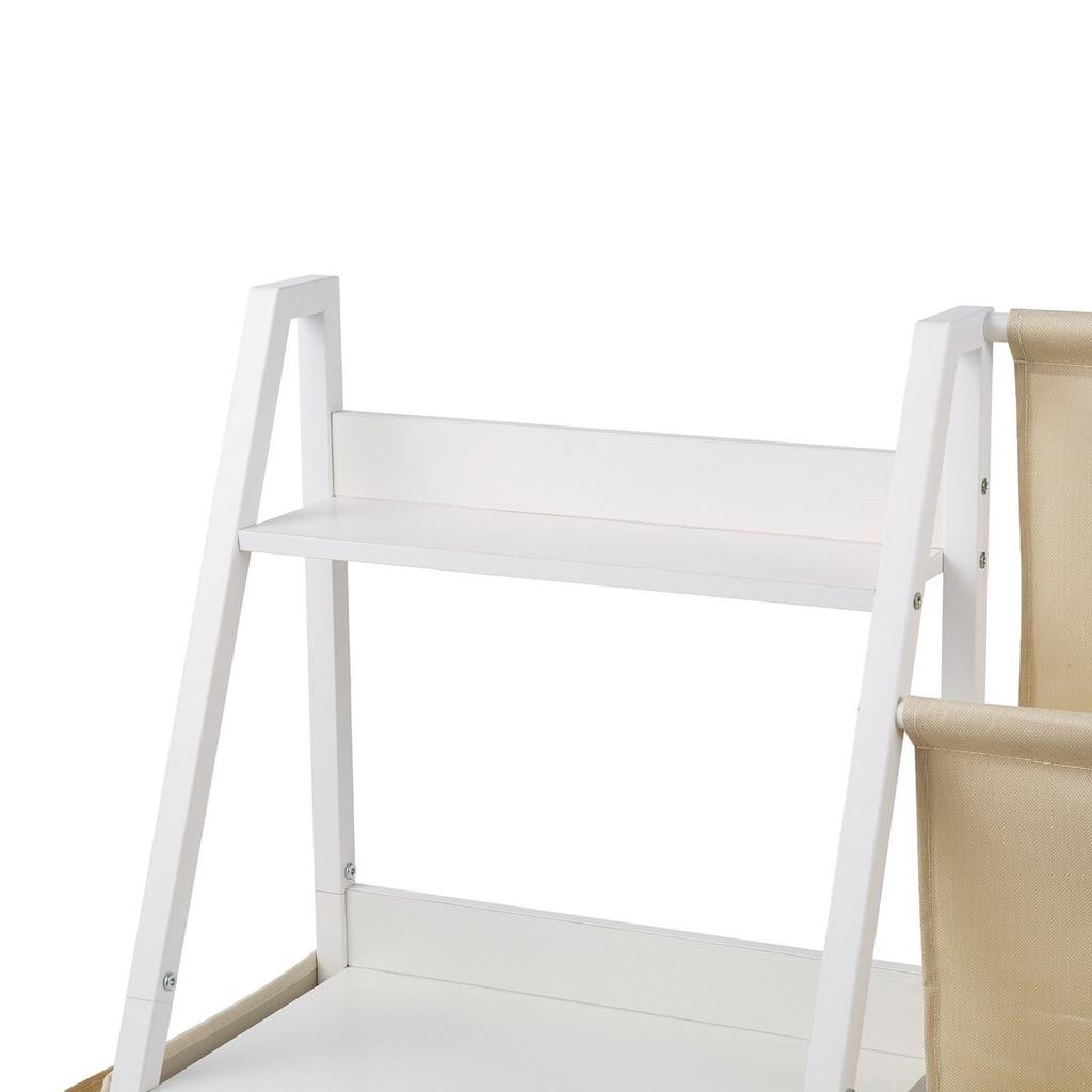 3-Tier Kids Bookshelf, Toy Storage Organizer for Toddler, Book Shelf for Kids Rooms with Sling Book Rack and Storage Bag, Kids Storage Book Shelves