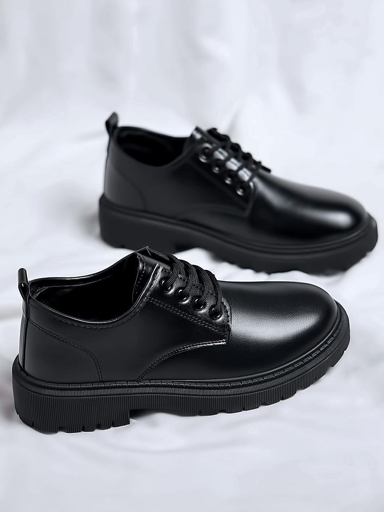 Men's Black Leather Martin Boots - British Style Casual Formal Shoes for Summer 2025