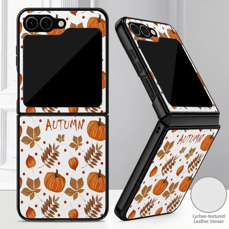 Halloween Ghost Pumpkin Case For Samsung Galaxy Z Flip 8 7 FE 6 5 4 Z Flip8 Flip7 Flip6 Flip5 Hybrid Leather Skin Hard PC Bumper Cover
