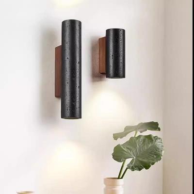 Black and Yellow Travertine Minimalist Wall Sconce for Bedroom, Living Room, or Staircase
