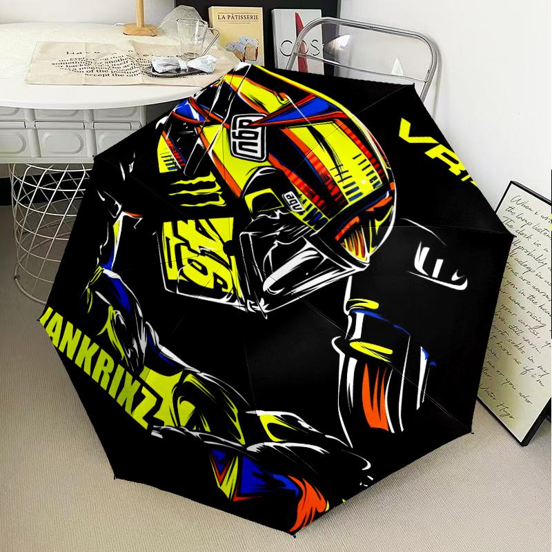 Rider Che Sfreccia Sotto l'Ombrello a Luci al Neon Ombrello Pieghevole, Ombrello Automatico a 8 Stecche per Viaggio, Uso Campeggio Regalo per Halloween Natale