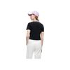 FILA Fusion Minimalist Sports Casual Color Block College Style Short Sleeve Polo Shirt Women tops Black T11W323111FBK