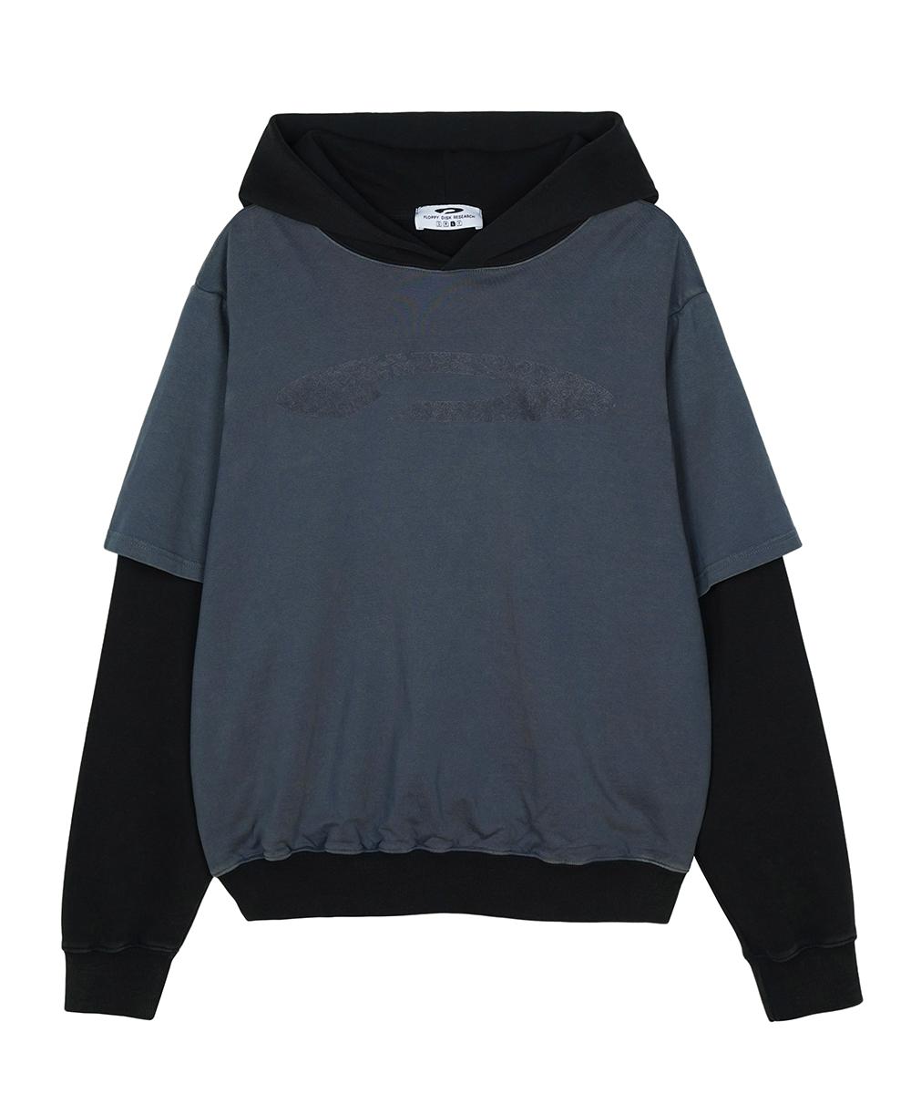 Fdr Double Layer Washing Crack Detail Logo Hoodie Black M