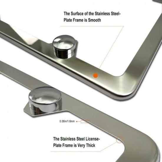 Plate Frame Cover Kit- Clear Flat Plate Cover & Stainless Steel Car Tag Holder,