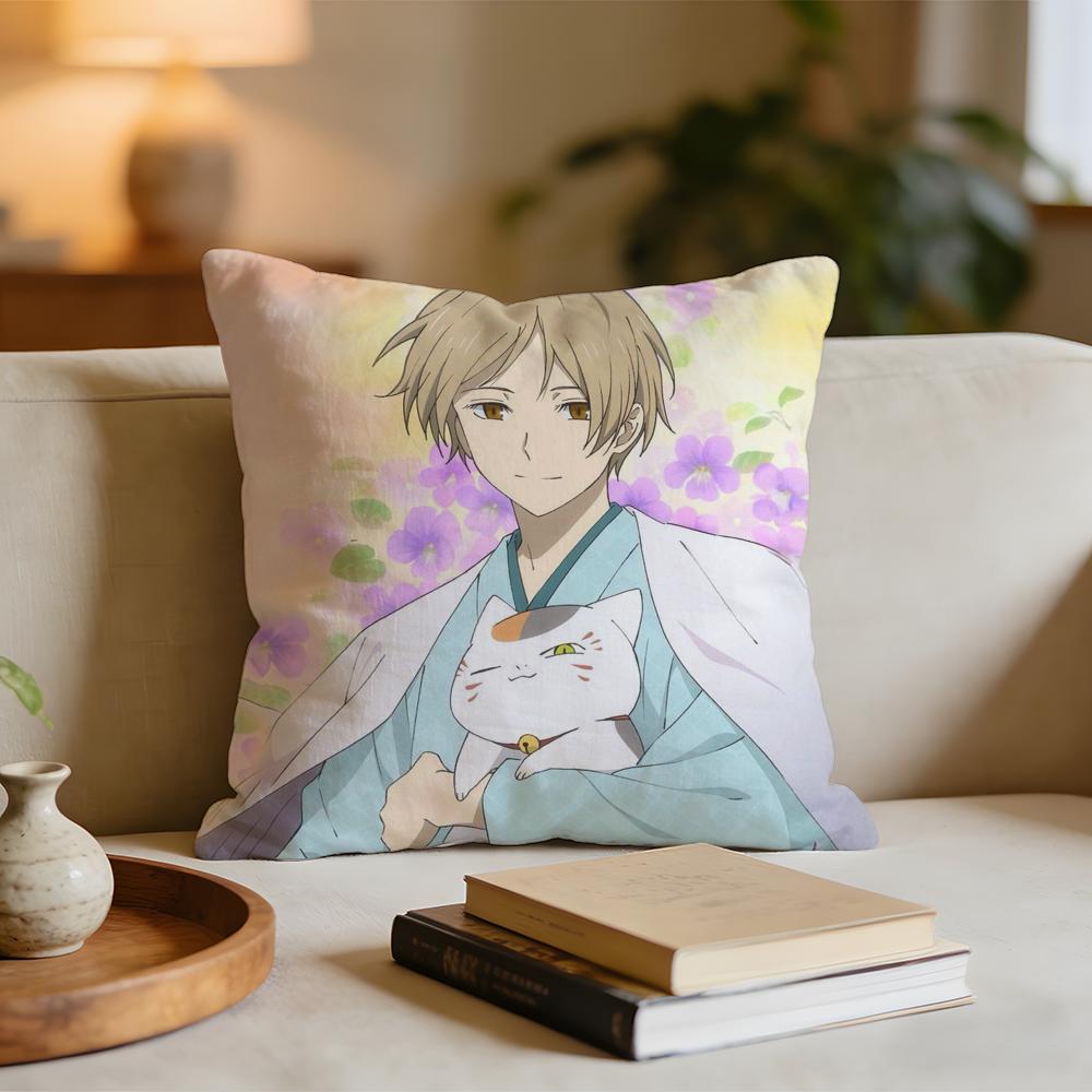 NNatSUmes Book of Friends Anime Cushion Cover Short Plush Pillowcase for Bed Sofa Carwashable