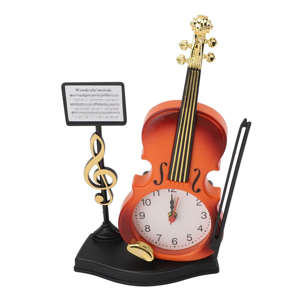 Instrument Alarm Clock Guitar Shape Stable Base AA Battery Powered Strong ABS Vintage Desk Clock for Bedroom Office