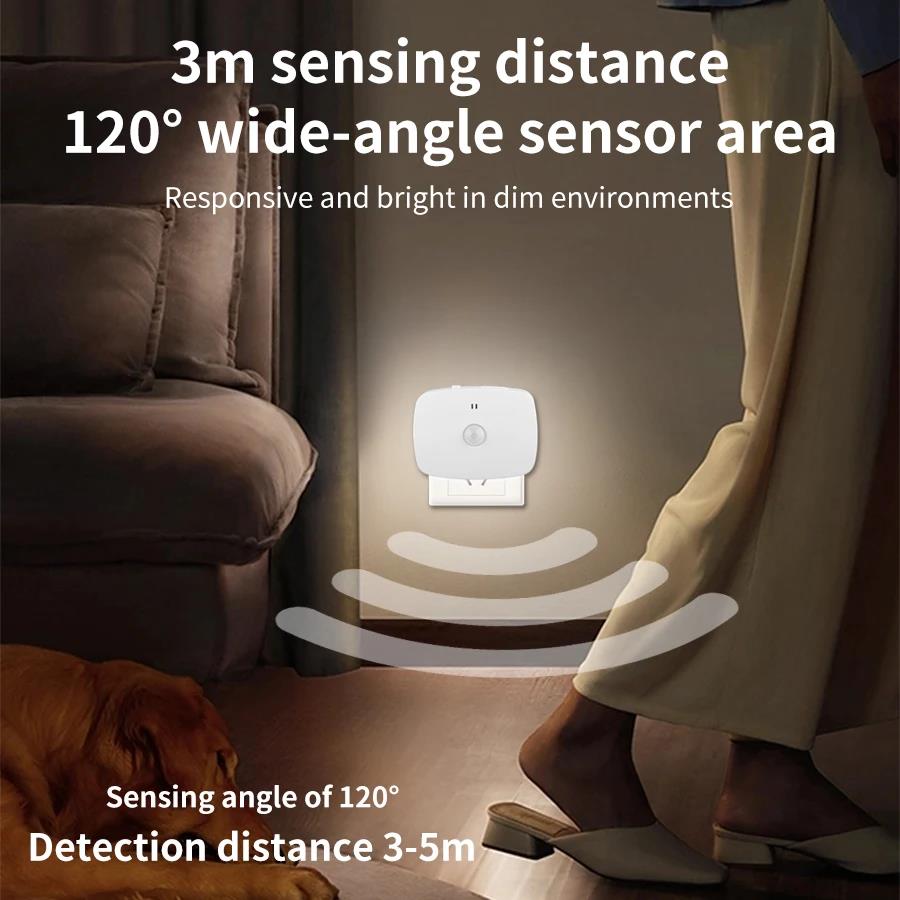 EU/US Plug LED Night Light Bedside Lamp with Motion Sensor PIR Human Induction Lamp For Bedroom Hallway Stair Night Lights