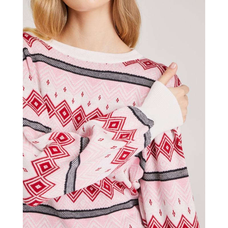 Women's Fall/winter Knitted Jacquard Crew-neck Sweater