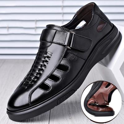 Sapatos de Couro Vazados de Verão da Moda Sapatos Sociais Masculinos Sandálias Casuais da Moda Sandálias Macias Respiráveis com Furos Sapatos Sandálias Sapatos Masculinos Sandálias Vestíveis