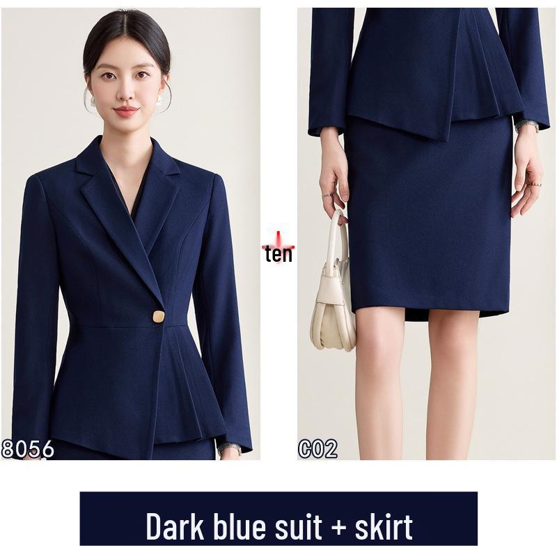 Elegant Black Long-Sleeve Professional Women's Suit Jacket for Beauty Salons