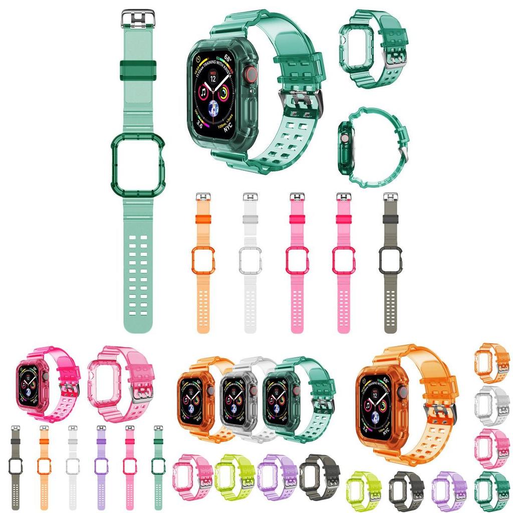 Clear Tpu Sport Strap For Apple Watch Series 1/2/3/4/5/6/7/se Adjustable And Precise Cutouts