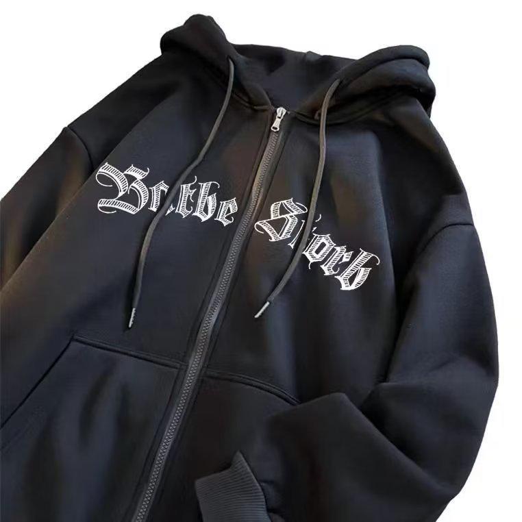 

Мужской кардиган на молнии с капюшоном: Осенне-зимний унисекс свитшот свободного кроя в хип-хоп стиле с вышивкой для пар XL