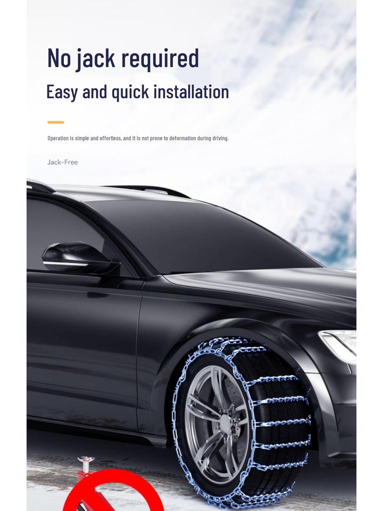 Uniwersalne łańcuchy antypoślizgowe do samochodów osobowych i SUV-ów - Łamiące lód, zapewniające trakcję na śniegu