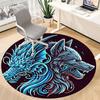 1PC Wolf Dragon Head Office Round Rug, Non slip, Soft and Durable Office Rug for Interior Decoration, Perfect for Office