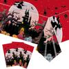 Halloween Tablecloth Spooky Ghost Printed Plastic Tablecloth Waterproof Indoor Outdoor Backdrop Banner Haunted House Decoration Creepy Party Favors
