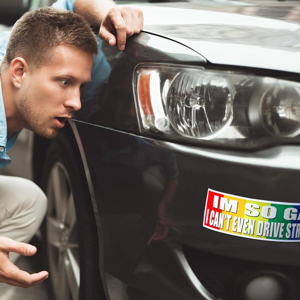 Frienda 2 Pieces Large Funny LGBT Stickers Waterproof Rainbow Car Stickers Colorful Gay Bumper Sticker for Car, RV, SUV, Auto, Truck, Boat, Laptops