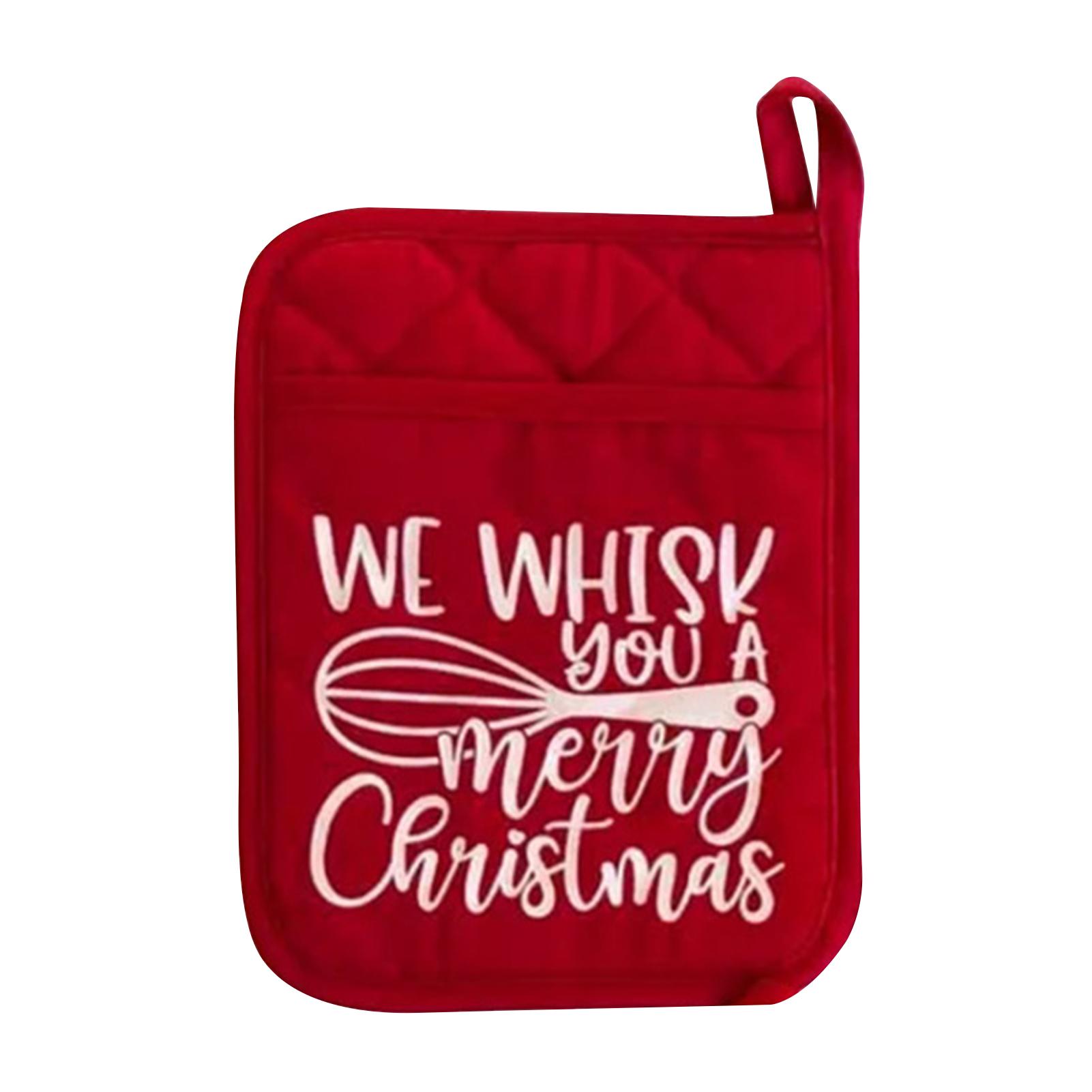 

Рождественская Подставка для Кастрюль Набор для Выпечки Многоразовая Подставка для Кастрюль Скручивающийся Коврик Прочный Карман-Шлем Прихватка для Духовки Рождественский Красный Забавные Перчатки для Подарка