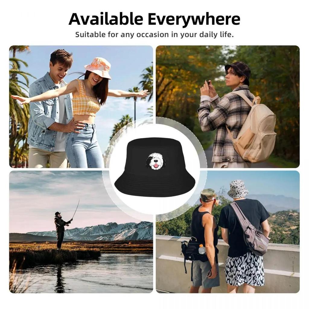LOVE Black and White Sheepadoodle 4 - Baby Blue Bucket Hat Golf Cap custom Hat Designer Hat Sun Hats For Women Unisex's