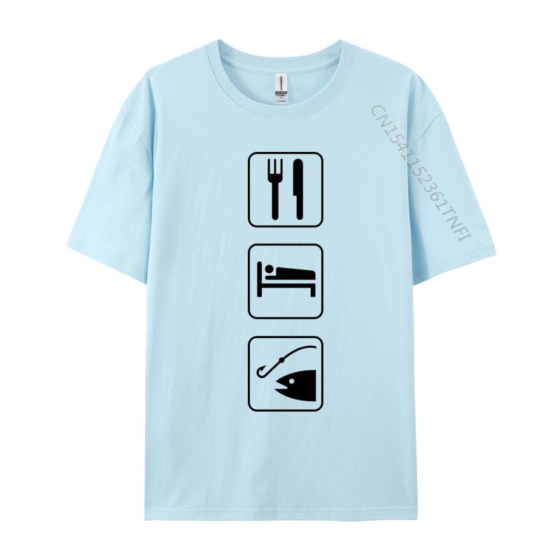 

Eat Sleep Fish Repeat Tshirt Tops Tees Printed On Fitted Normal All Cotton Crewneck Adult TShirt Basic 4XL