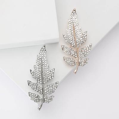 Fashion Alloy Rhinestone Leaf Brooch Versatile Light Luxury Women'S Coat Suit Corsage Ornament Plant Pin