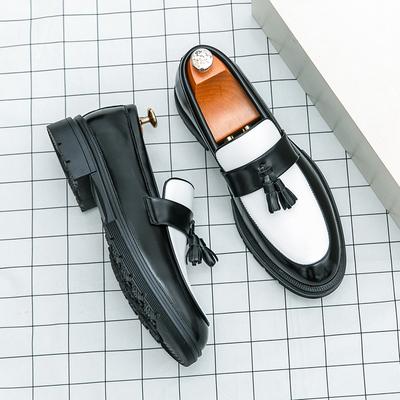 Fashion Luxury Brand European Style Men's Casual  Leather  Black Slip-on Wedding Party Flat Tassel Loafer Business Affairs Oxford Shoes