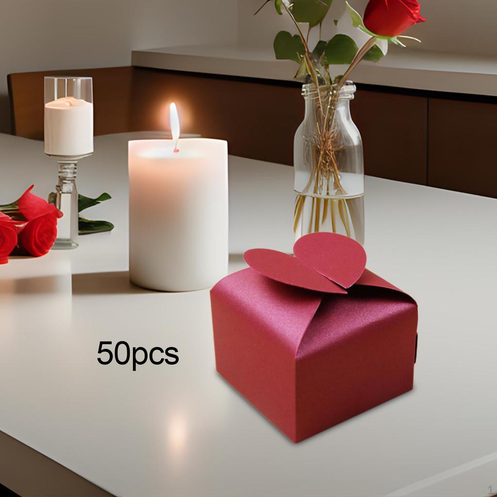 50Pcs Candy Boxes for Guests Paper Gift Collapsible Packaging Festival