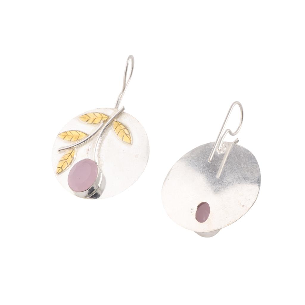 Rose Chalcedony Gemstone 925 Sterling Silver Jewelry Handmade Earrings 1.73" EE-176-7