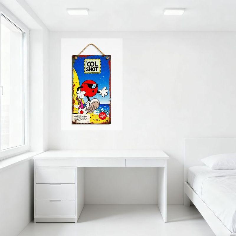 Vintage Beach Cartoon Metal Tin Sign with Rope Handle - Rusty Retro Surf Skateboard Character ST COL SHOT Decor for Home Bar Man