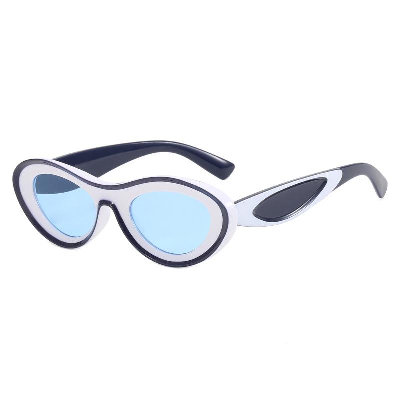 

Elliptical Women Sun Glasses Concave Shaped Men Sun Glasses New Color Blocking Trend Personalized Sun Glasses 13094