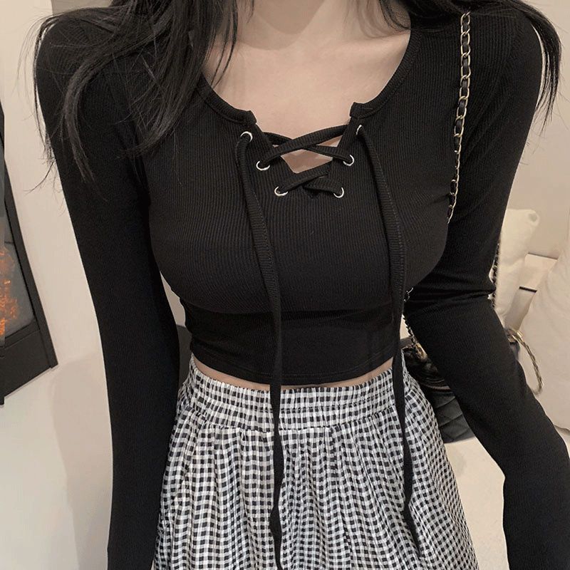 

Женские футболки Дизайнерские топы с длинными рукавами для девочек Футболки Y2K Уличная одежда Сексуальные женские футболки Модные женские футболки Барная одежда Футболки большого размера Бинты