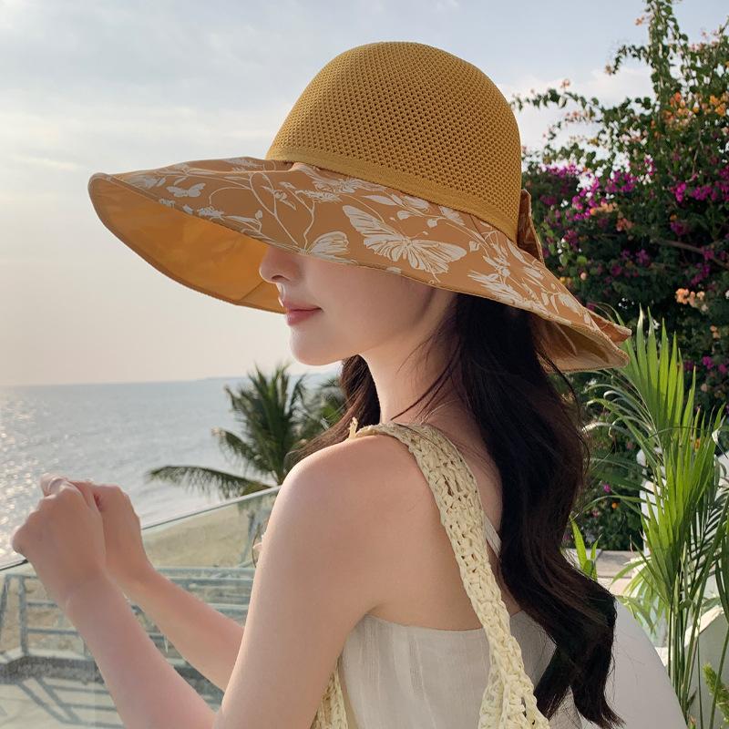 Summer New Hat Women's Bow Fashion Versatile Bucket Hat Summer Breathable Sunscreen Sunshade Sun Hat