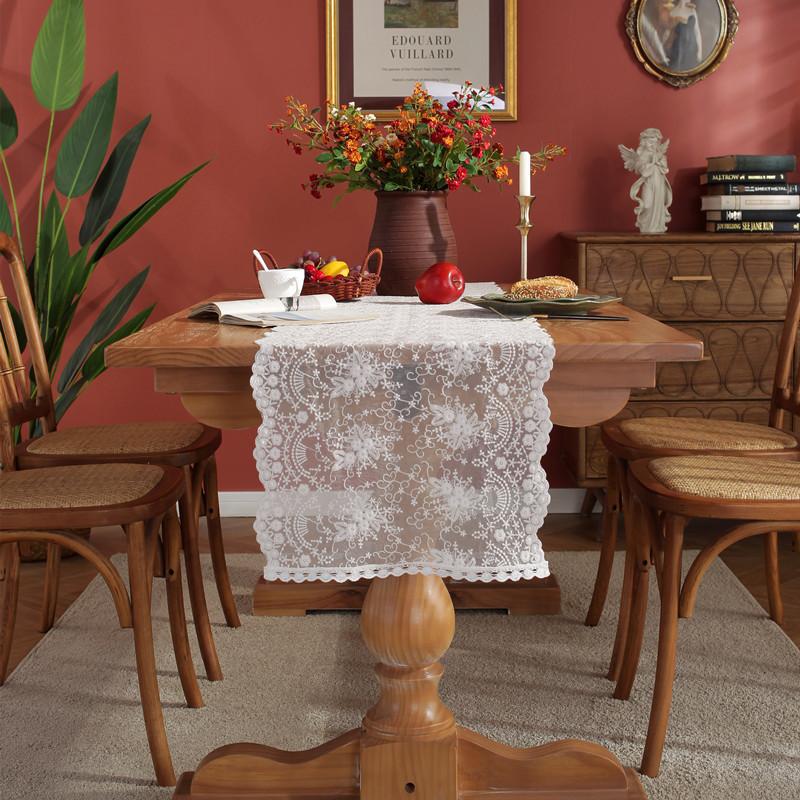 Krajka Běh na stůl Svatba Gáza Bílý Ubrus Prostírání Jídelna Vánoční Bankety Oblouky Dort Domácí dekorace