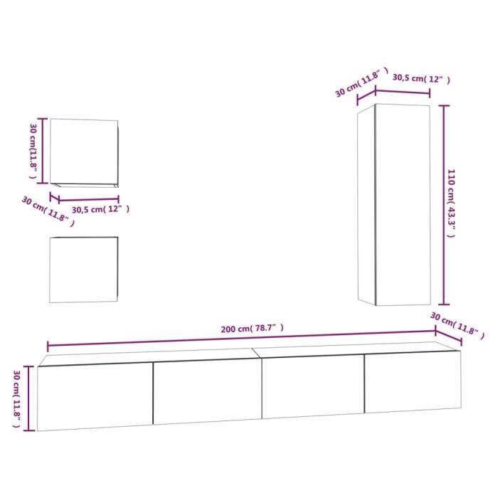 VidaXL TV Furniture Set 5 Pcs Concrete Grey Engineered Wood 3114449