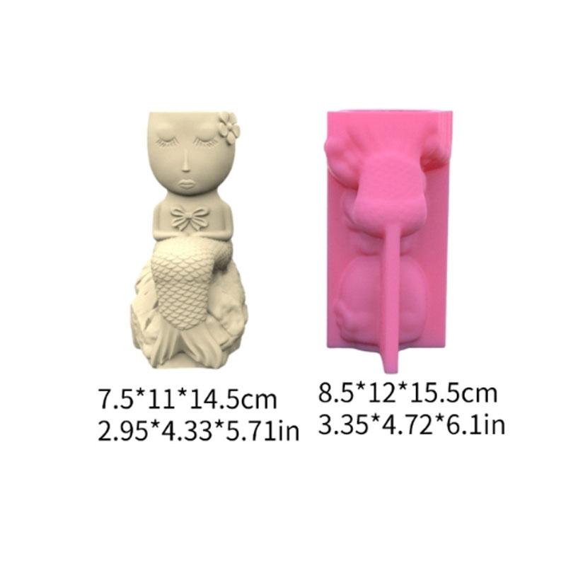 Stifthalter Blumentopf Silikonform Meerjungfrauen Mädchen Epoxidharzform DIY Dekoration Werkzeug Sukkulenten Pflanzgefäß Herstellungszubehör